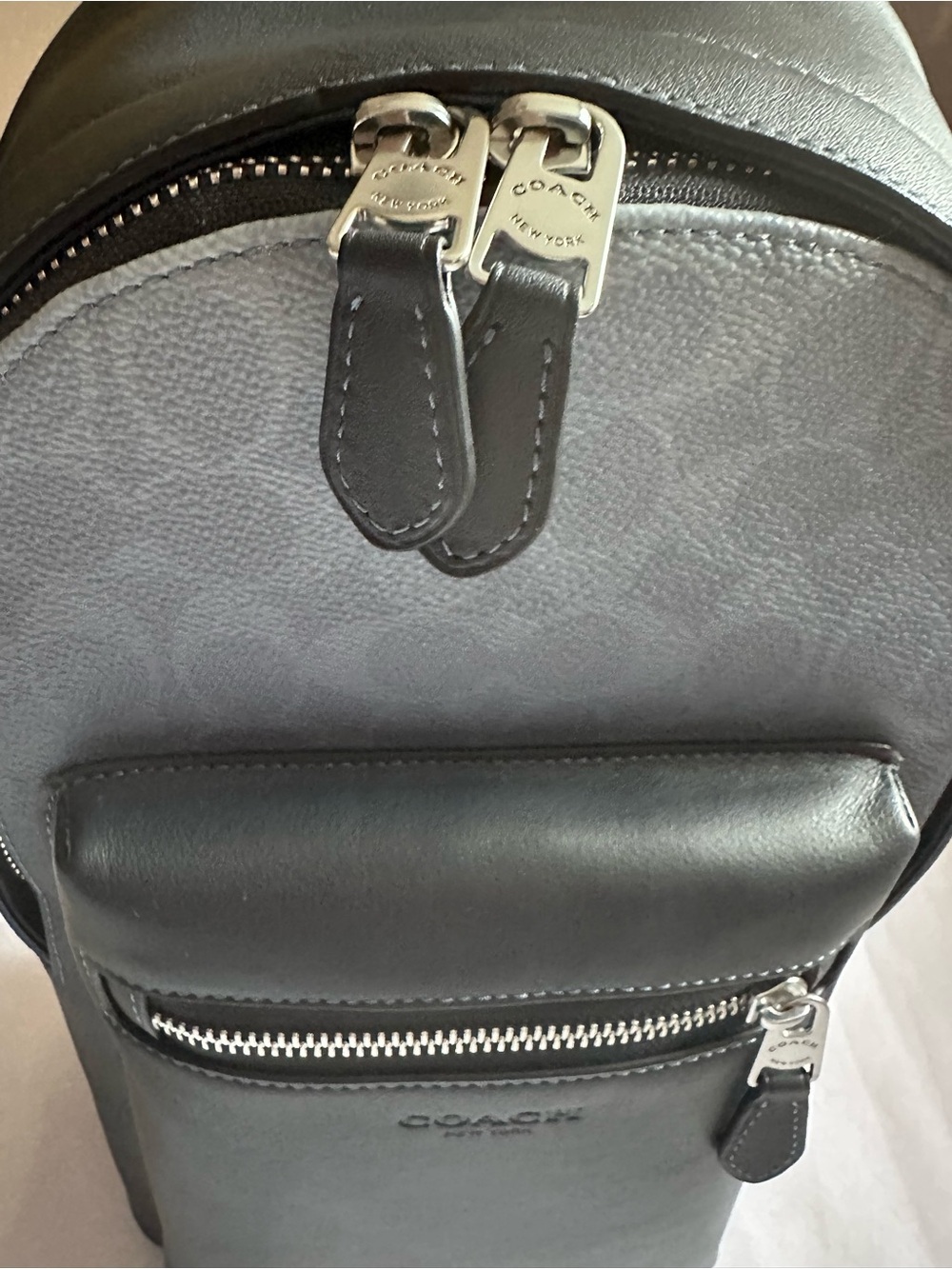 Coach Black Leather Sling Backpack with Silver Hardware - Picture 7 of 13